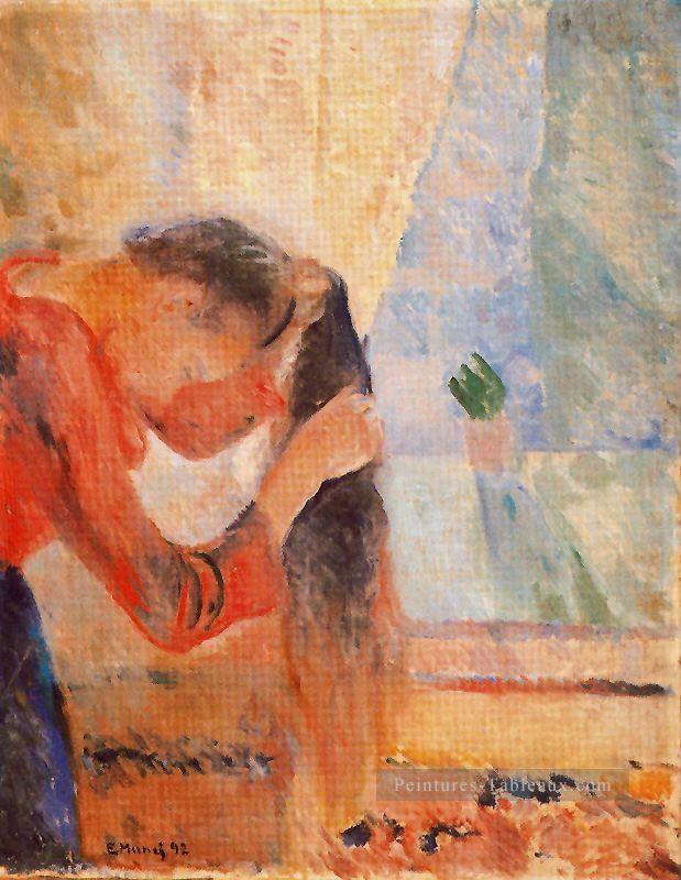 la fille peignant ses cheveux 1892 Edvard Munch Peintures à l'huile